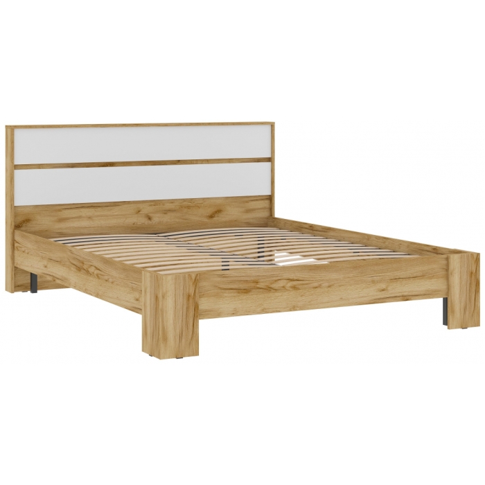 Двуспальная кровать Элла КР 03 160х200 белый / дуб крафт золото