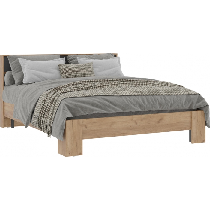 Двуспальная кровать Элла КР 03 160х200 серый графит 0162 / дуб крафт золото