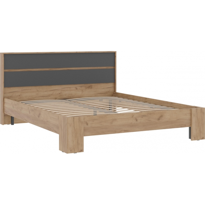 Двуспальная кровать Элла КР 03 160х200 серый графит 0162 / дуб крафт золото