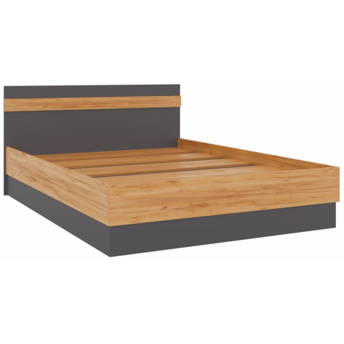 Двуспальная кровать Кассандра 160х200 дуб крафт золотой / антрацит