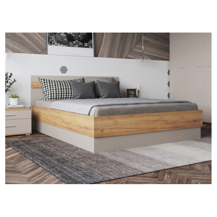 Кровать Кассандра 160х200 дуб крафт золотой / кашемир