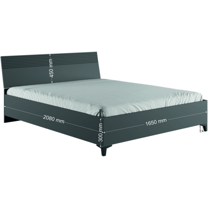 Двуспальная кровать Ника 160х200 с основанием дсп эйхория QR-17 / графит