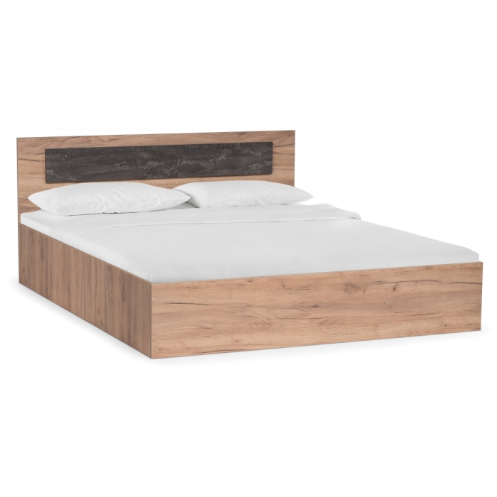Двуспальная кровать Taika 160х200 дуб золотой / камень темный
