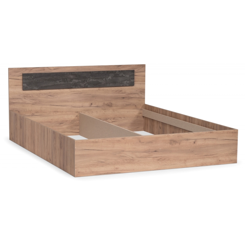 Двуспальная кровать Taika 160х200 дуб золотой / камень темный