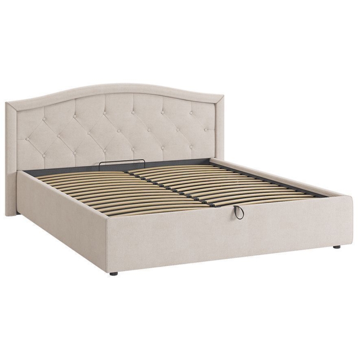 Двуспальная кровать Верона 2 160х200 с ПМ велюр крем