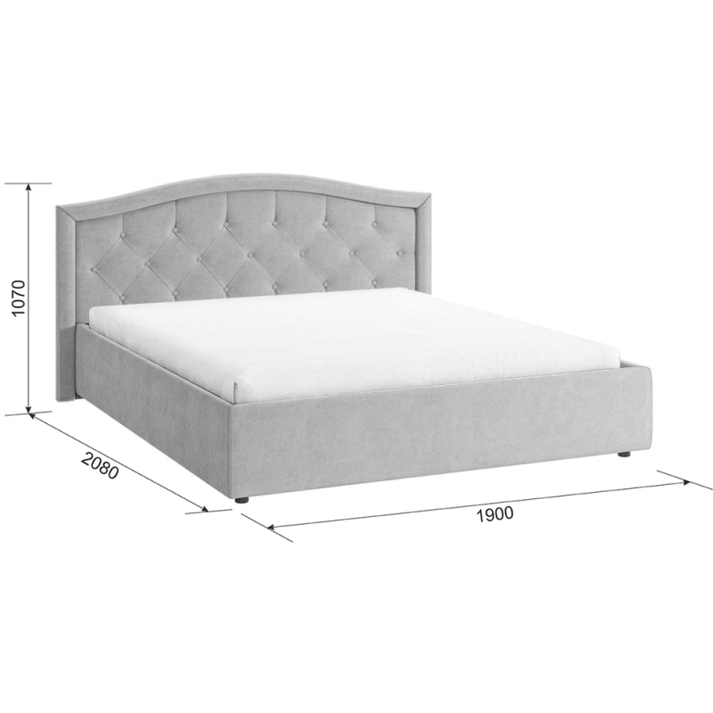 Двуспальная кровать Верона 2 160х200 велюр крем с основанием