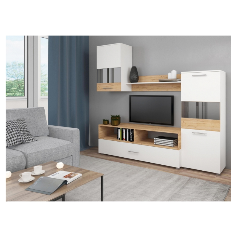 Готовая гостиная Алваро белая / дуб золотой