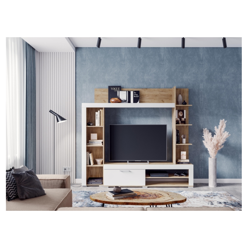 Готовая гостиная Касэль софт вайт / дуб крафт золото