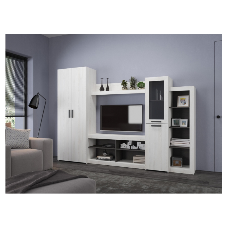 Готовая гостиная Огюст 4 сосна белая лофт / венге