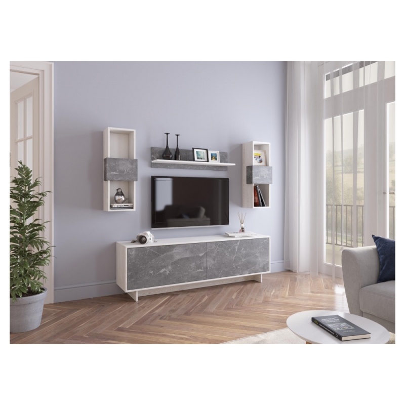 Готовая гостиная Огюст Мини сосна белая лофт / каспий темный