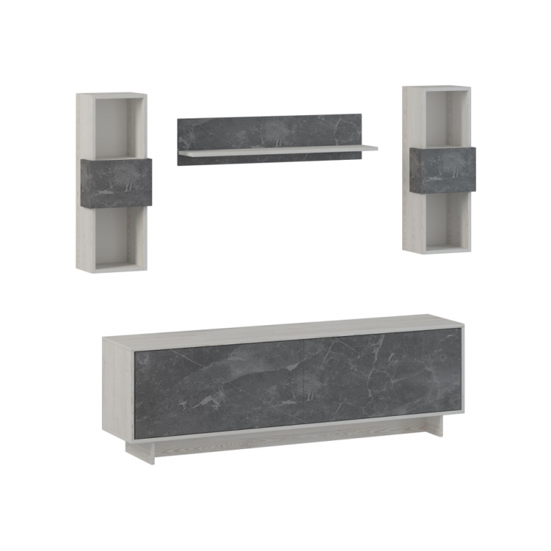 Готовая гостиная Огюст Мини сосна белая лофт / каспий темный