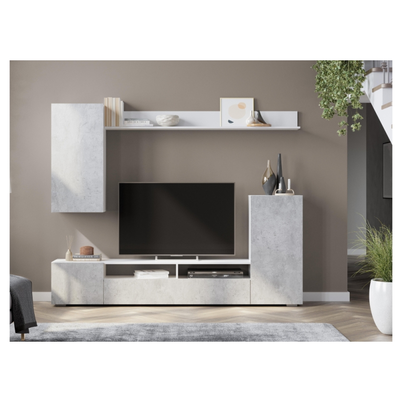 Готовая гостиная Oluwande белый / цемент светлый