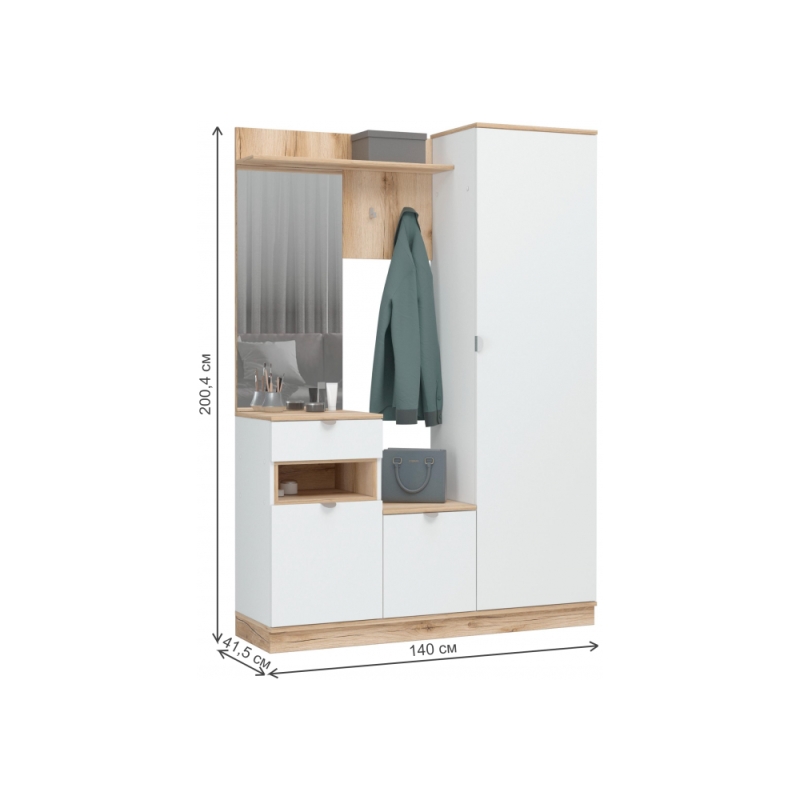 Готовая прихожая Джидда белый / дуб делано