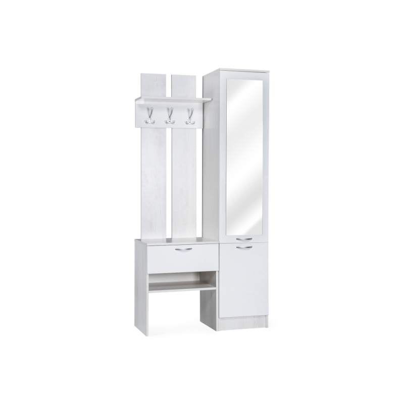 Готовая прихожая Иннэс-3 бетон светлый / белый глянец