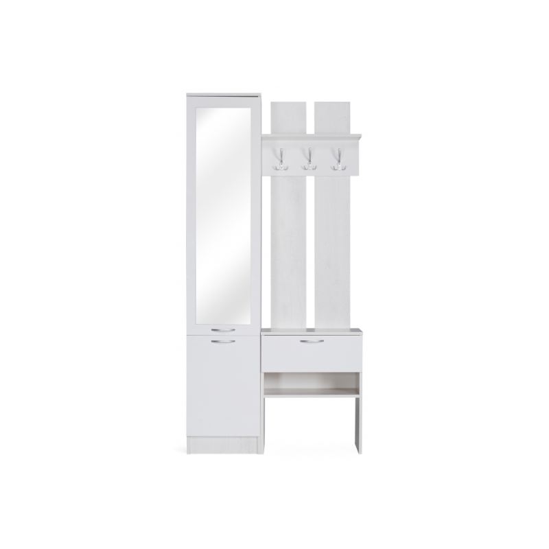 Готовая прихожая Иннэс-3 бетон светлый / белый глянец