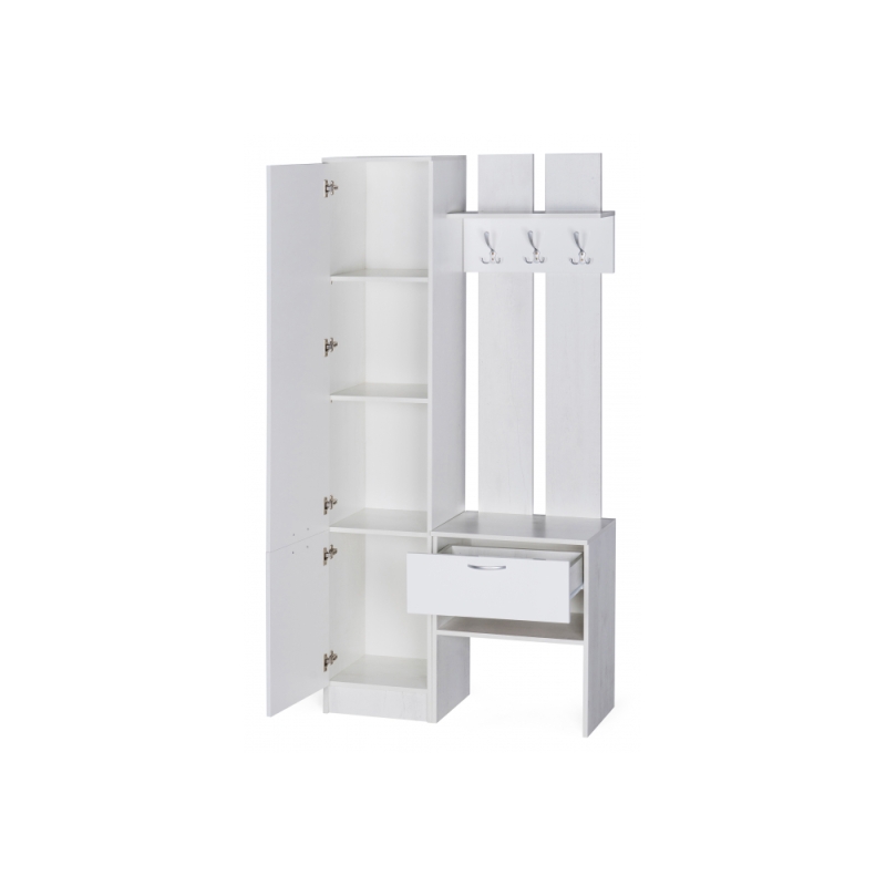 Готовая прихожая Иннэс-3 бетон светлый / белый глянец