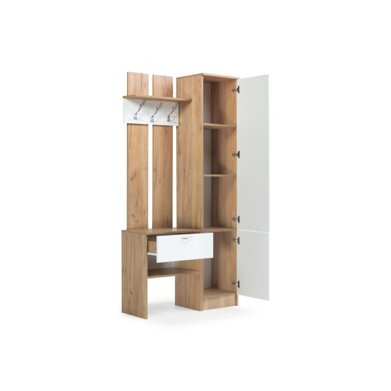 Готовая прихожая Иннэс-3 дуб крафт золотой / белый глянец