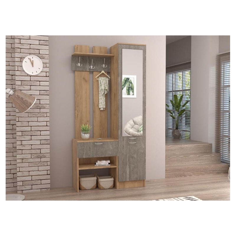 Готовая прихожая Иннэс-3 дуб крафт золотой / камень темный