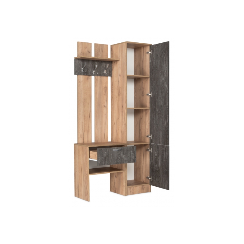 Готовая прихожая Иннэс-3 дуб крафт золотой / камень темный