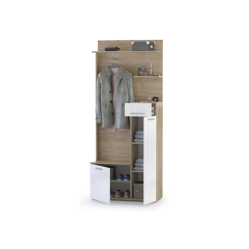 Готовая прихожая Лайн 10.16 дуб серый craft K 002 PW / белый глянец пвх