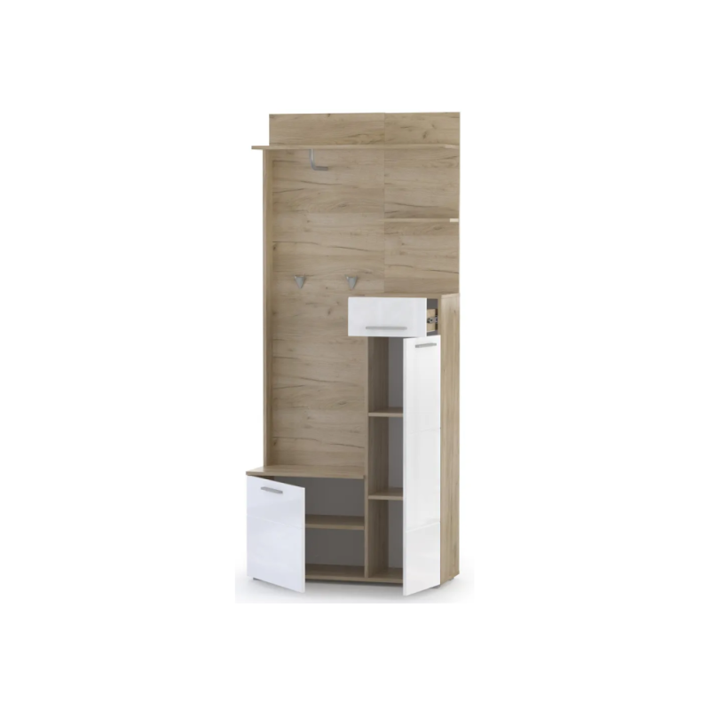 Готовая прихожая Лайн 10.16 дуб серый craft K 002 PW / белый глянец пвх