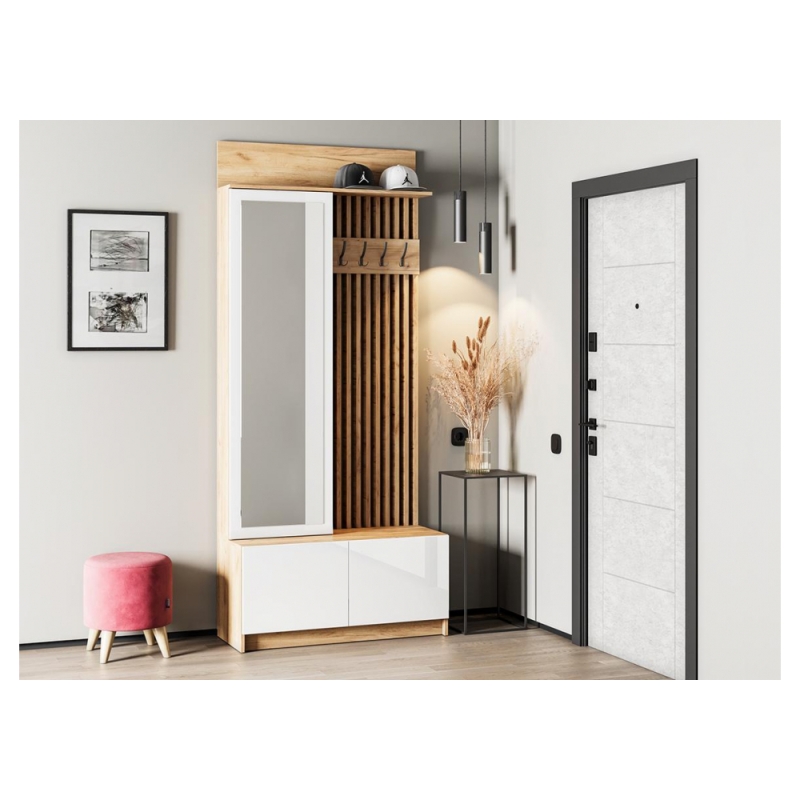 Готовая прихожая Молд 1000 дуб крафт золотой / глянец белый