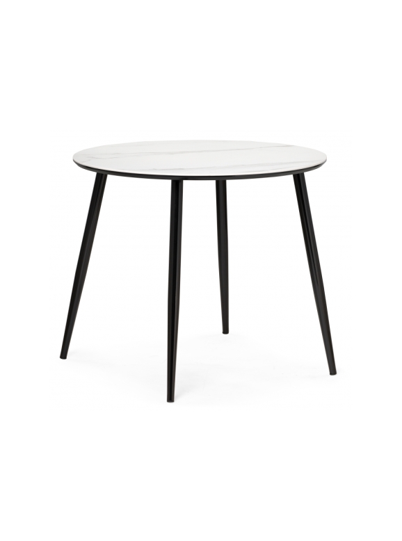 Керамический стол Абилин 90х76 белый мрамор / черный