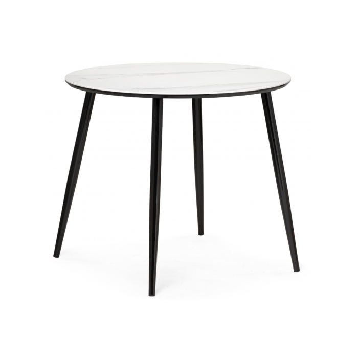 Керамический стол Абилин 90х76 белый мрамор / черный