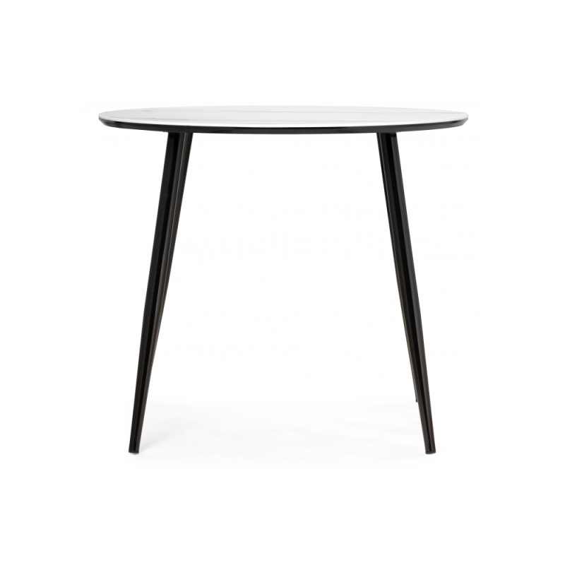 Керамический стол Абилин 90х76 белый мрамор / черный