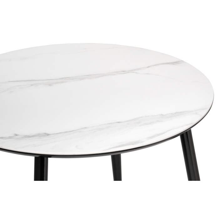 Керамический стол Абилин 90х76 белый мрамор / черный