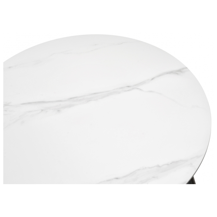 Керамический стол Абилин 90х76 белый мрамор / черный