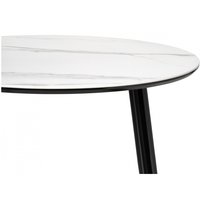 Керамический стол Абилин 90х76 белый мрамор / черный