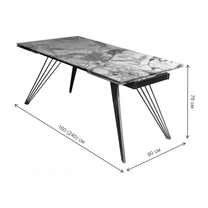 Керамический стол Acerra New 160 gloss grand jade solid ceramic / шампань