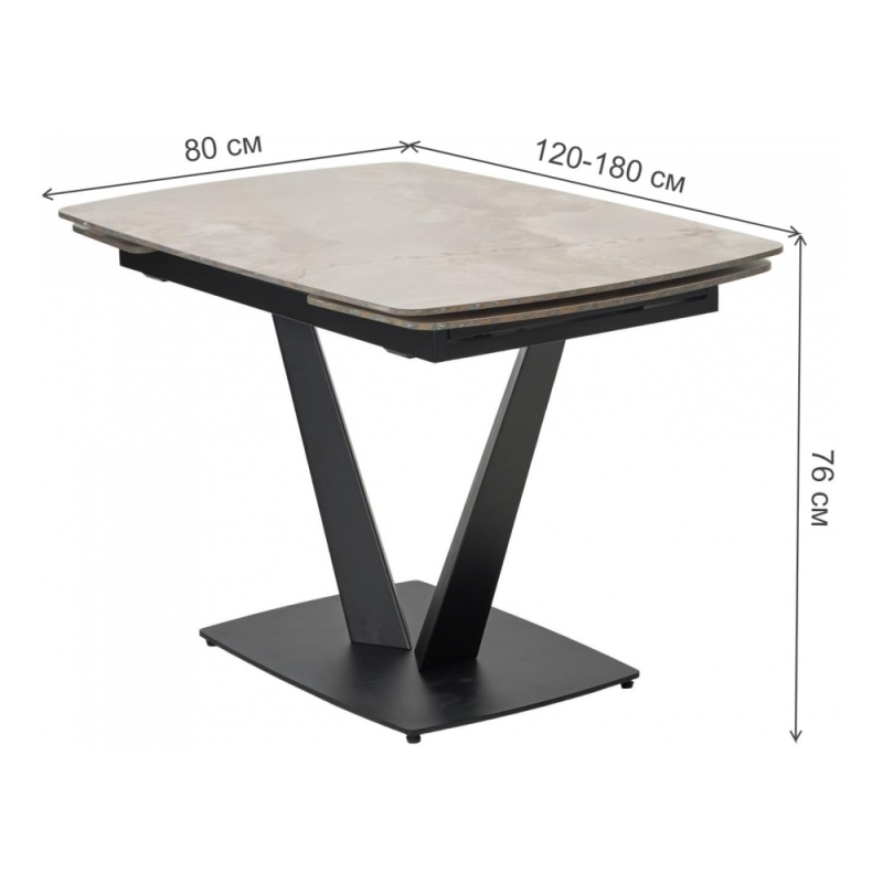 Керамический стол Alatri 120 gloss amber jade solid ceramic / black