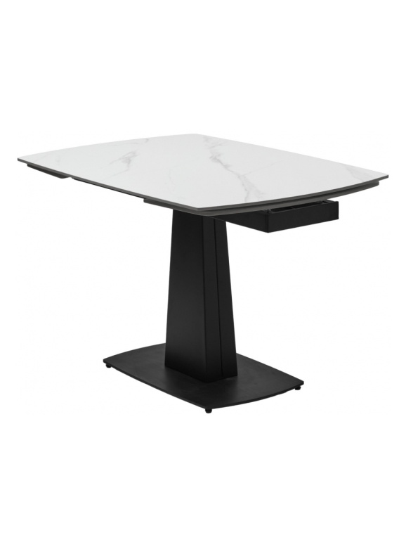 Керамический стол Balde 120 matt white marble solid ceramic / black