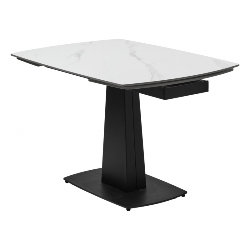 Керамический стол Balde 120 matt white marble solid ceramic / black