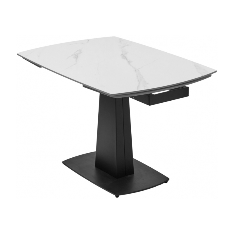 Керамический стол Balde 120 matt white marble solid ceramic / black
