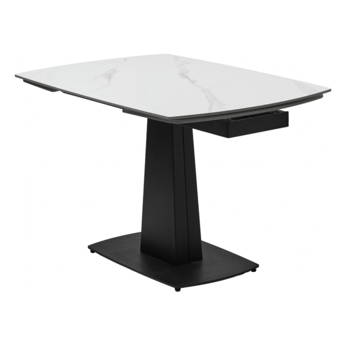 Керамический стол Balde 140 matt white marble solid ceramic / black