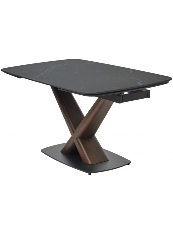 Керамический стол Blanco 160 matt black marble solid ceramic / орех