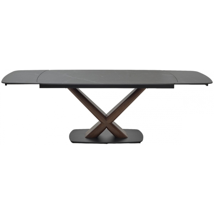 Керамический стол Blanco 160 matt black marble solid ceramic / орех