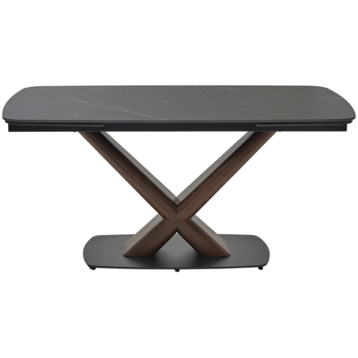 Керамический стол Blanco 160 matt black marble solid ceramic / орех