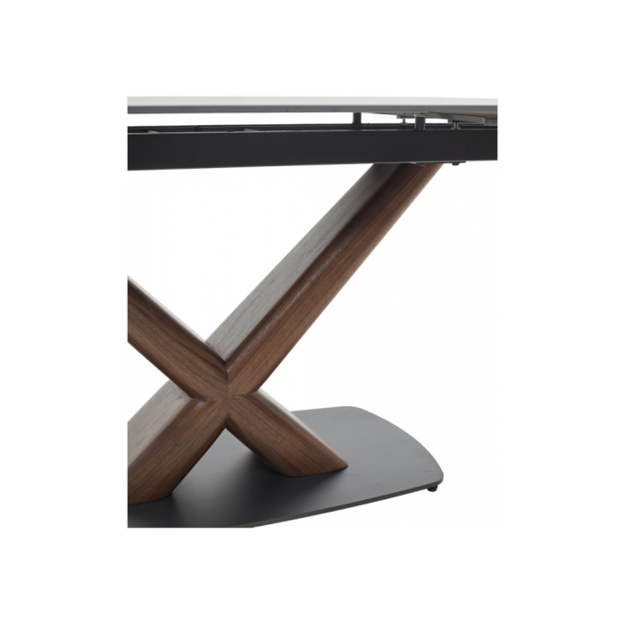 Керамический стол Blanco 160 matt black marble solid ceramic / орех