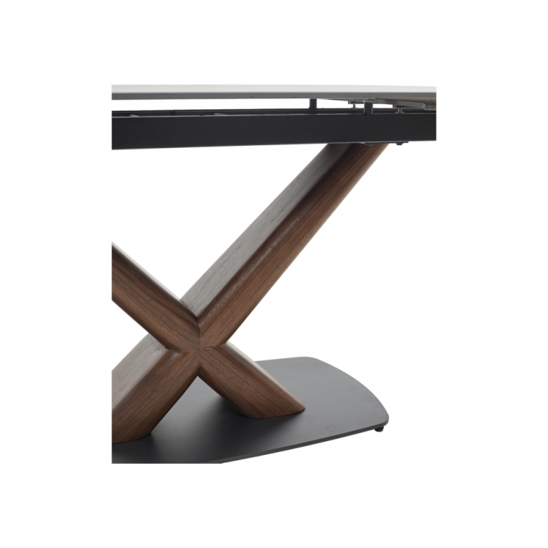 Керамический стол Blanco 160 matt black marble solid ceramic / орех