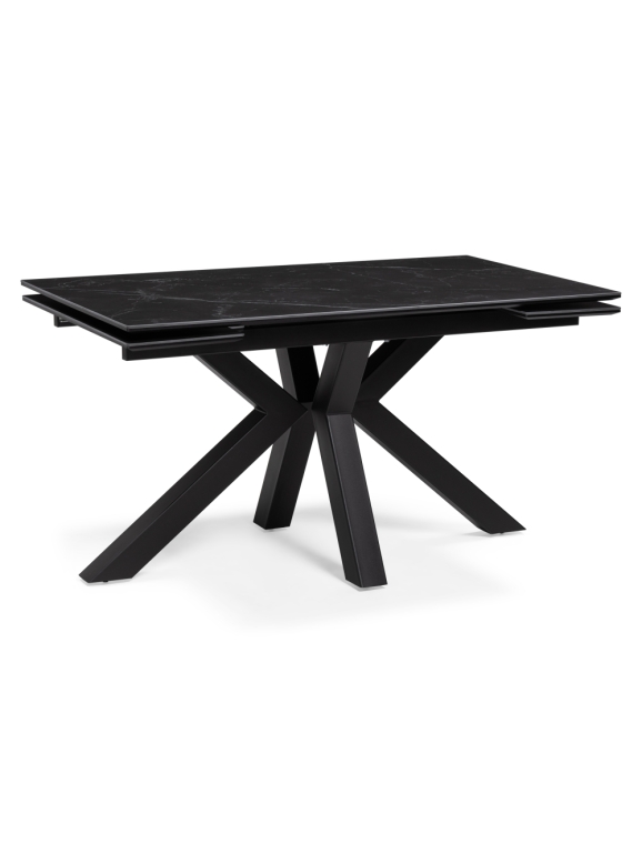 Керамический стол Бронхольм 140(200)х80х77 черный мрамор / черный