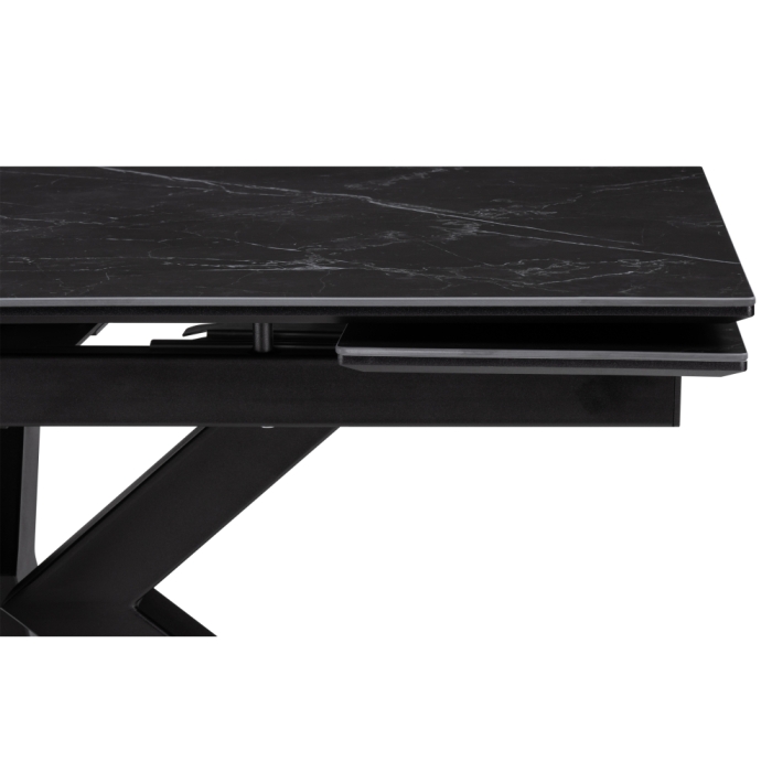 Керамический стол Бронхольм 140(200)х80х77 черный мрамор / черный