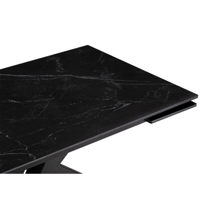Керамический стол Бронхольм 140(200)х80х77 черный мрамор / черный