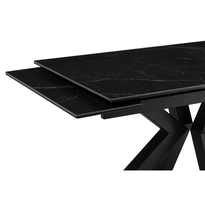 Керамический стол Бронхольм 140(200)х80х77 черный мрамор / черный