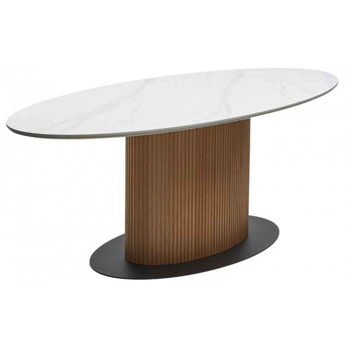 Керамический стол Cary 220 белый мрамор M326 / oak