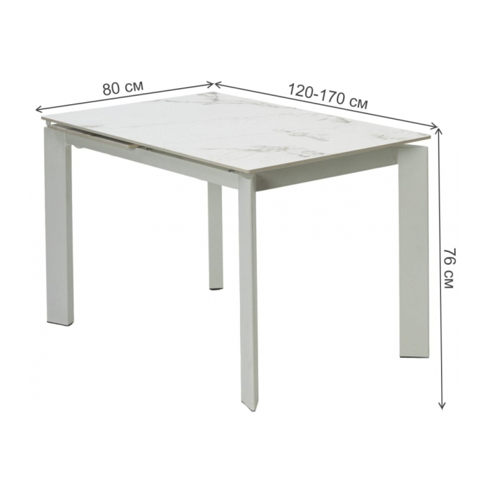 Керамический стол Corner 120 gloss golden jade solid ceramic / white