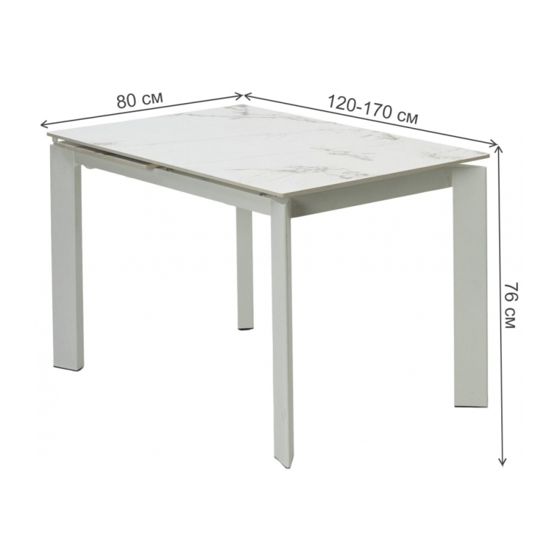 Керамический стол Corner 120 gloss golden jade solid ceramic / white